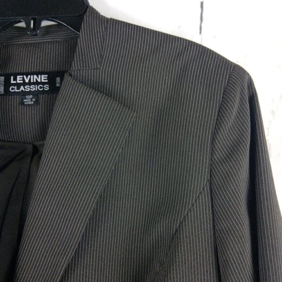 Larry Levine Classics Women's 10P 2 Btn Brown Pinstripe 3pc Pants Skirt … - Picture 7 of 16